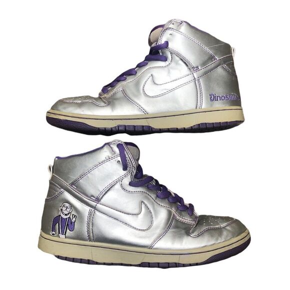 Vintage 2007 Nike SB Dunk High Premium ‘Dinosaur Jr’ Size 10 Silver - Picture 1 of 16